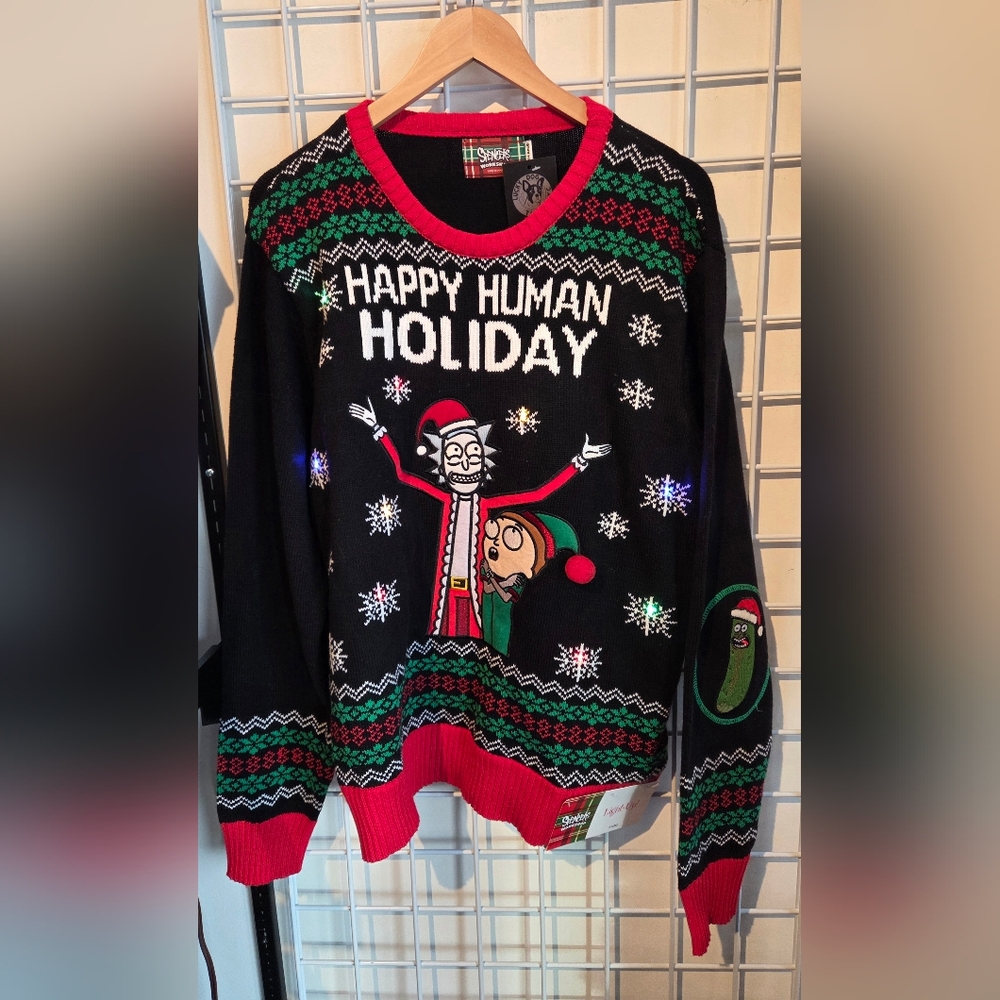 Rick & Morty Black and Red Holiday Sweater NWT!